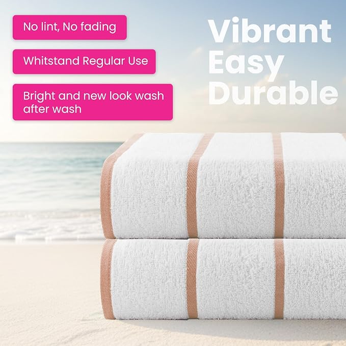 Cabana 2pcs Pool Towel Set White Ecru