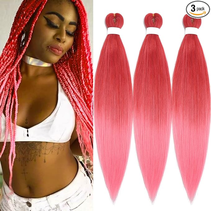 Mixed Red Pink Braiding Hair