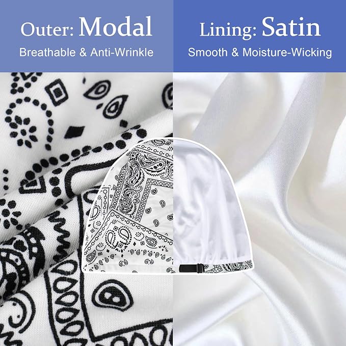 3pcs- Black, Paisley (Black + White)