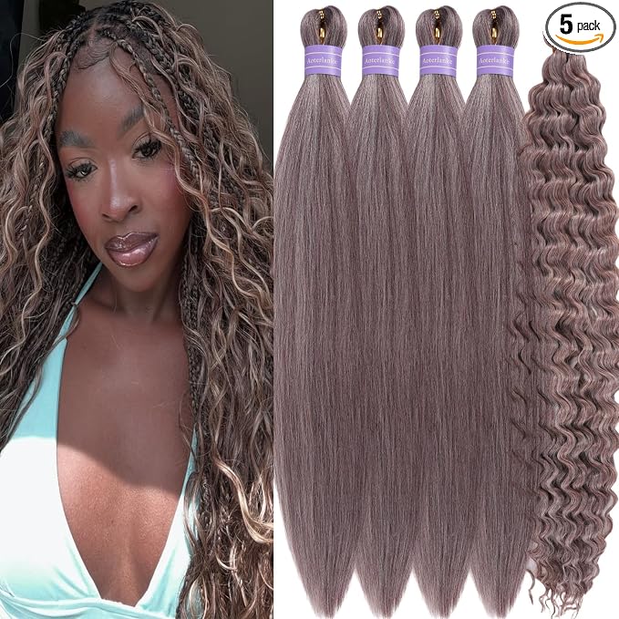 Mixed Bright Ash Brown Braiding Hair with Boho Curls