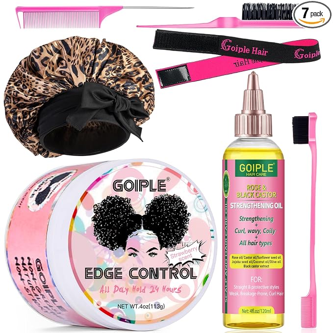 edge control & black castor oil-7pcs