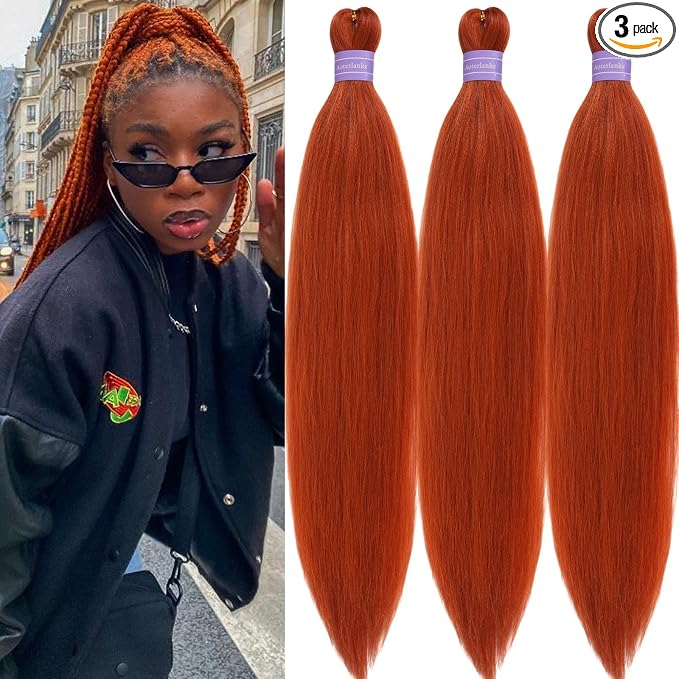 Mixed Ginger Orange Braiding Hair Pre Stretched