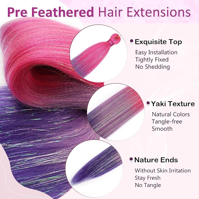 ombre hot pink-lavender-purple with tinsel
