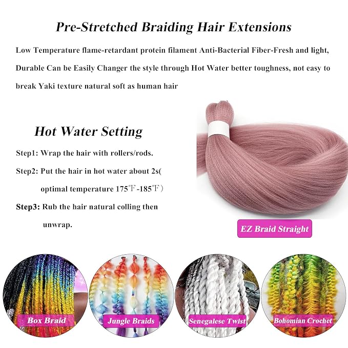 Dark Rose Gold Braiding Hair 6 Packs