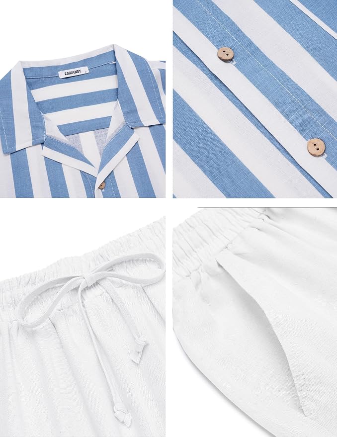 Blue Stripes Shirt/White Pants