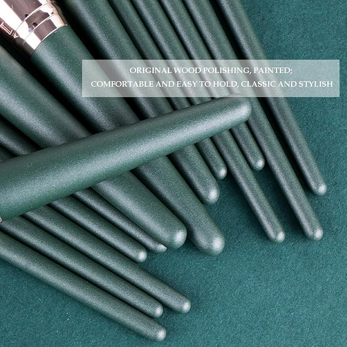 14 Green Brushes + Zipper Bag