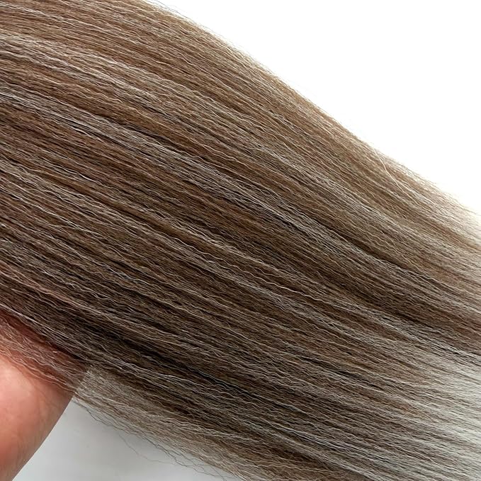 Brown and Grey Braiding Hair Pre Stretched