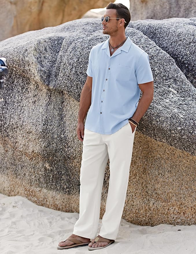 Light Blue Shirt/White Pants