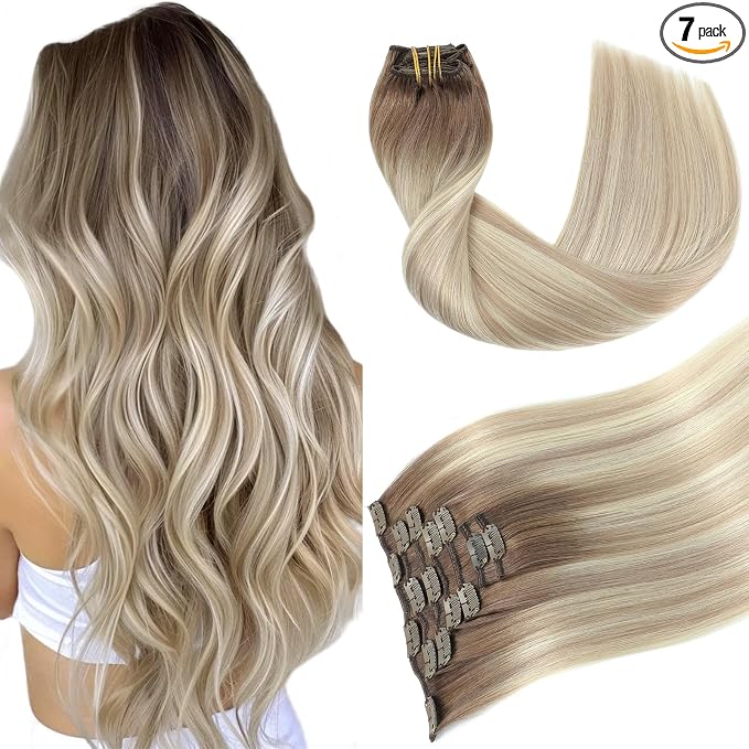 1-#8/60/18 Balayage Ash Brown Fading to Platinum Blond mixed Ash Blond