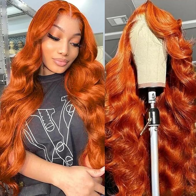 Ginger Body Wave Lace Front Wigs Human Hair