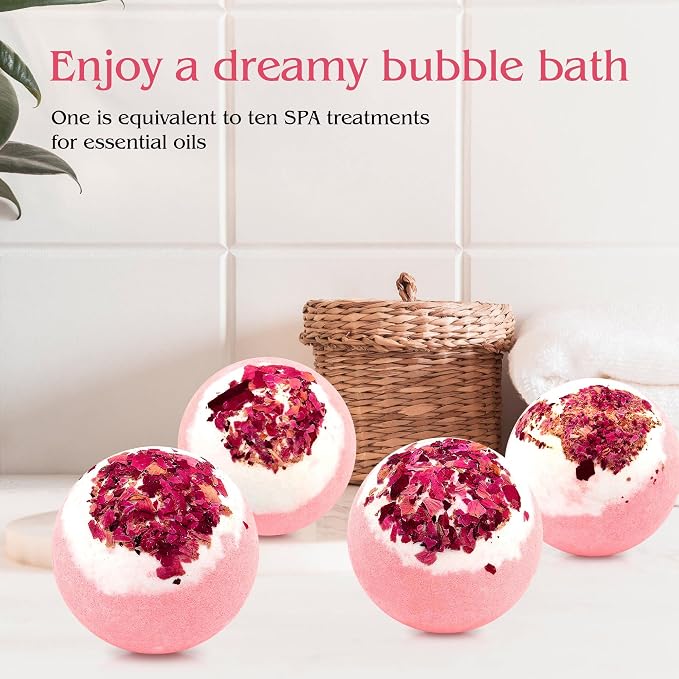 4pcs Rose Dried Flower Bath Bombs