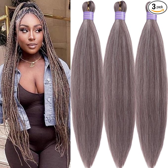 Mixed Bright Ash Brown Braiding Hair Pre Stretched