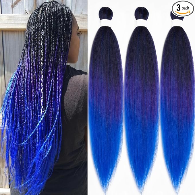 Mix Purple Blue Braiding Hair 3 Packs