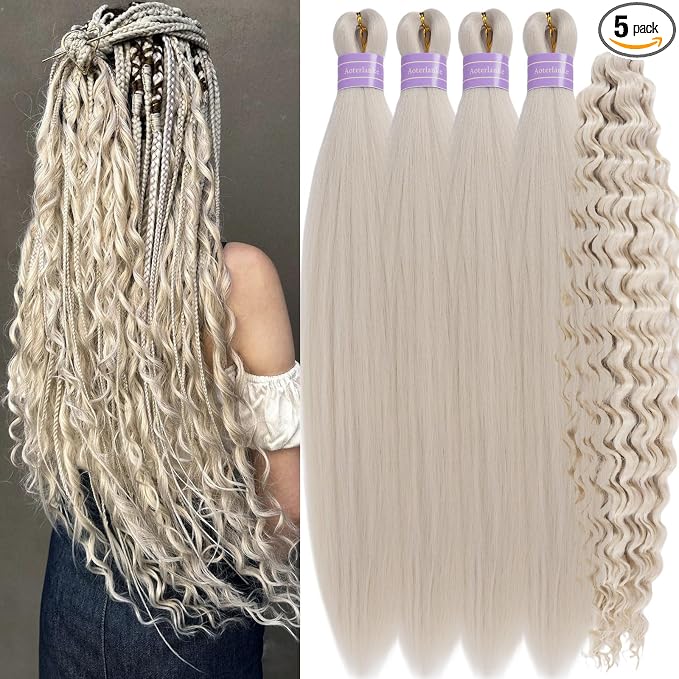 Mixed Ash Blonde Braiding Hair with Boho Curls