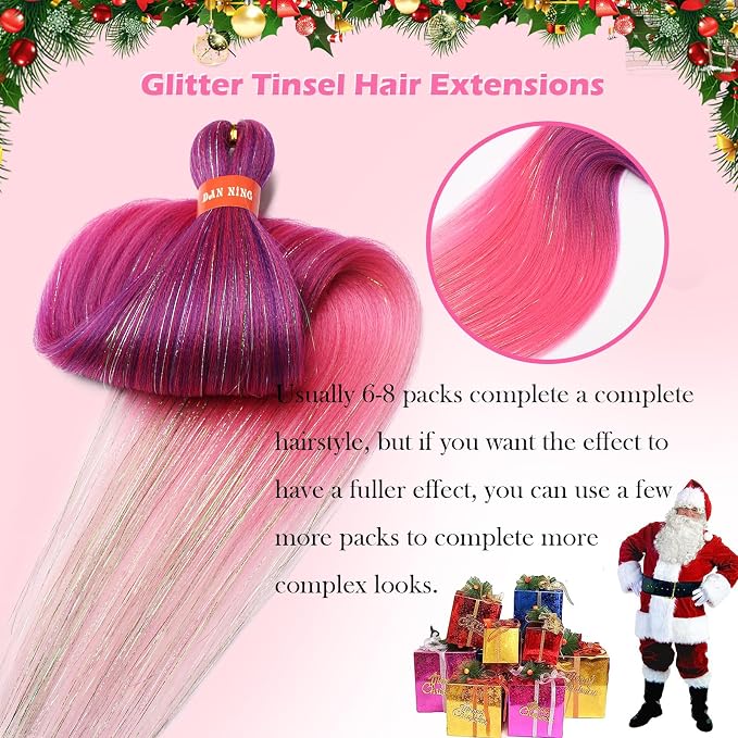 purple-hotpink-pink with tinsel