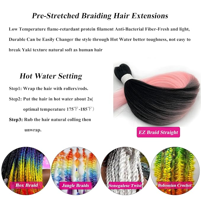 1B Peach Pink Ombre Braiding Hair 3 Packs
