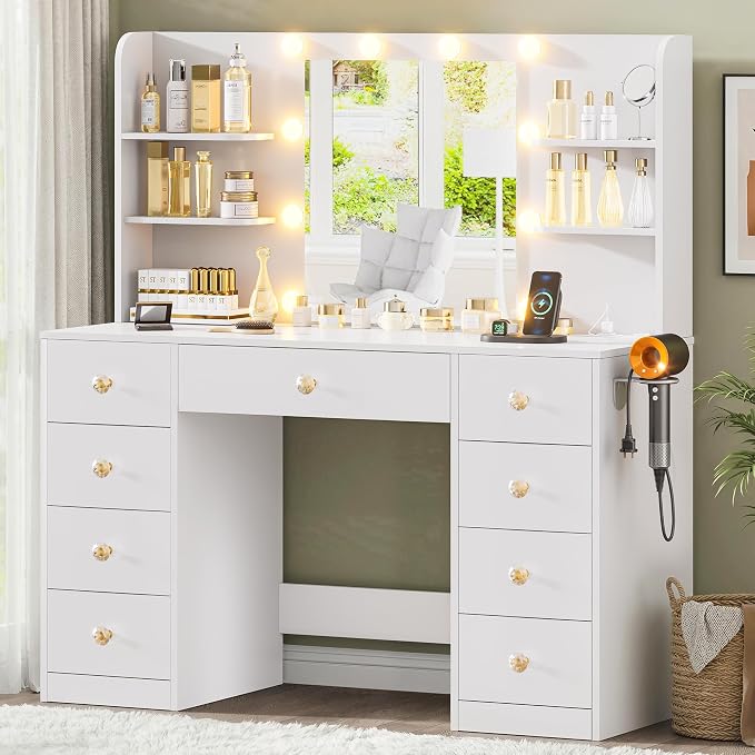 White With 9 Drawers & Shelves