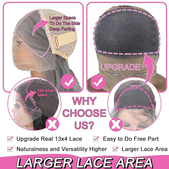 Grey Body Wave Lace Front Wigs Human Hair