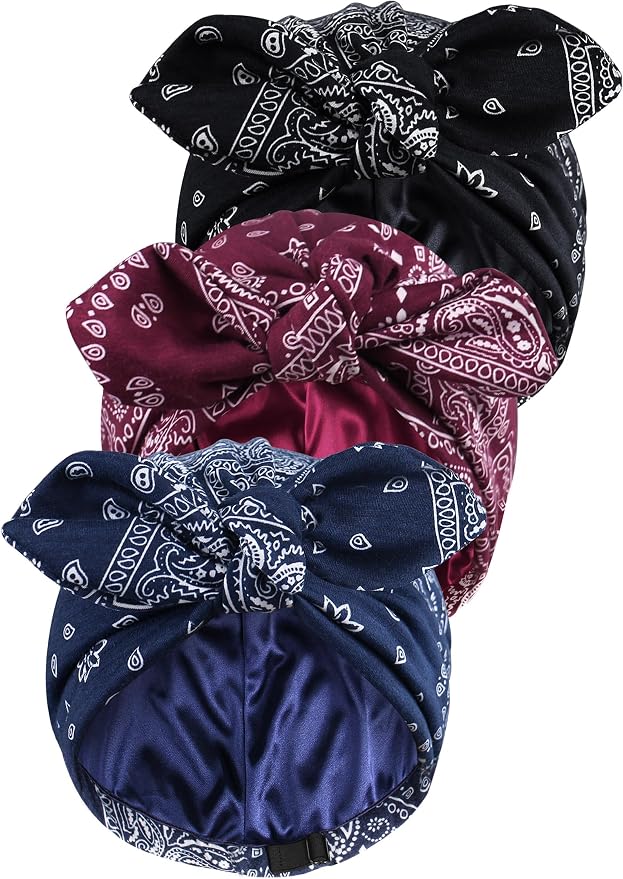 3pcs- Paisley (Black + Navy + Burgundy)