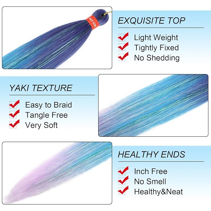ombre purple lake blue with tinsel