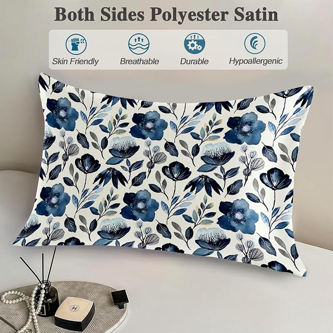Watercolor Blue Floral Leaves