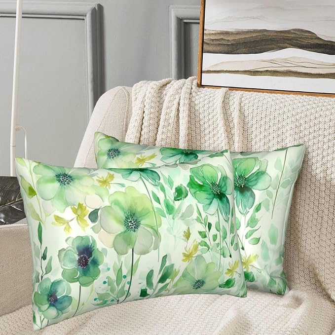 Watercolor Green Flowers