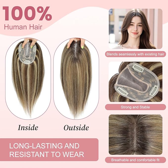 Medium Brown Mix Blonde with Dark Brown Root
