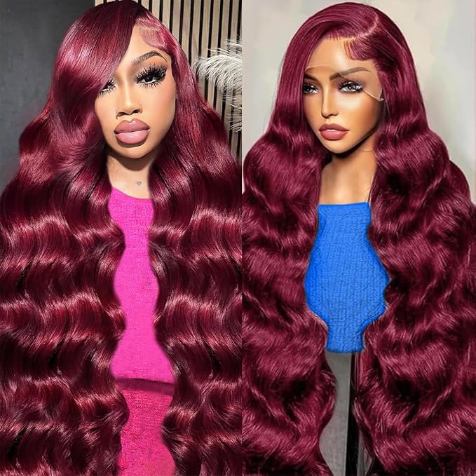 99J Body Wave Burgundy Lace Front Wigs Human Hair