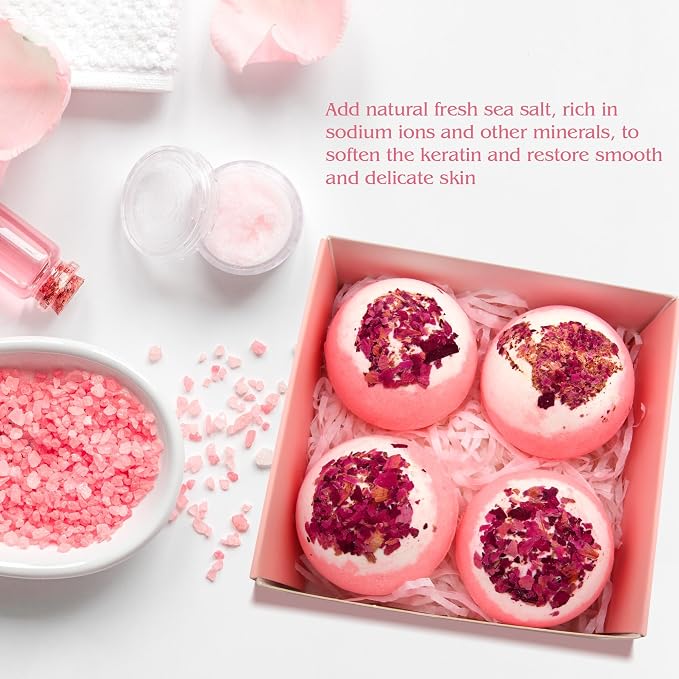 4pcs Rose Dried Flower Bath Bombs