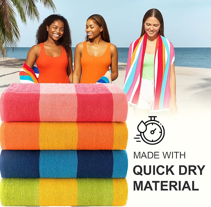 Malibu Beach Towels 4 Pieces - Orange, Blue, Pink, Green