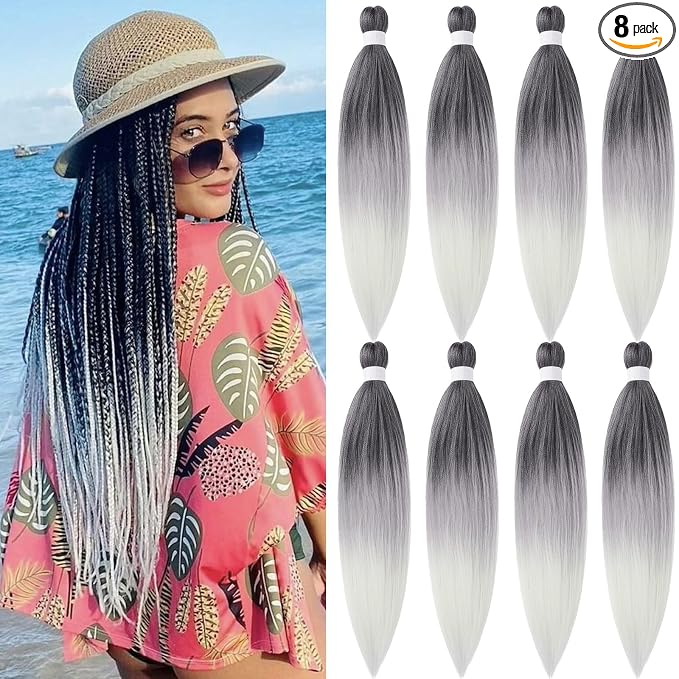 1B Grey White Ombre Braiding Hair