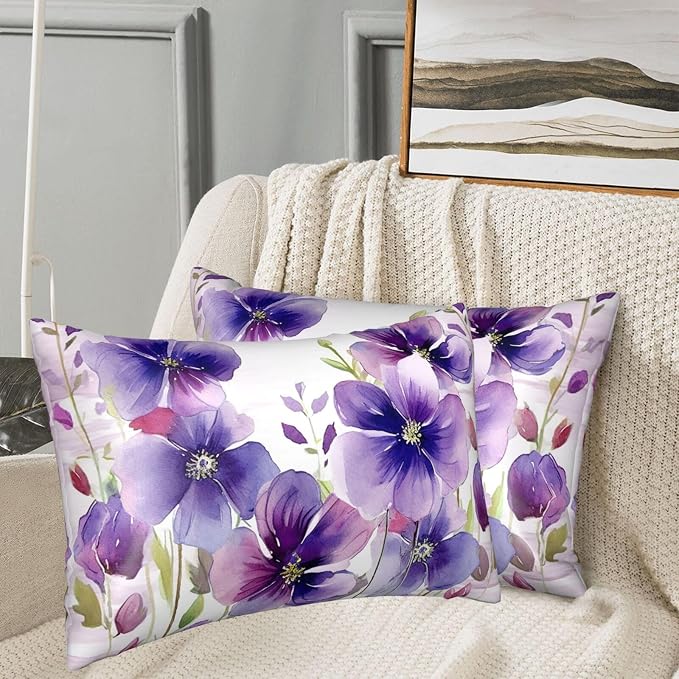 Watercolor Purple Flowers