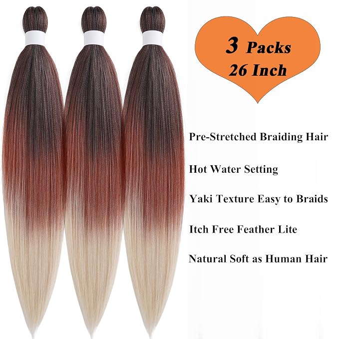 Ginger Blonde Ombre Braiding Hair 3 Packs