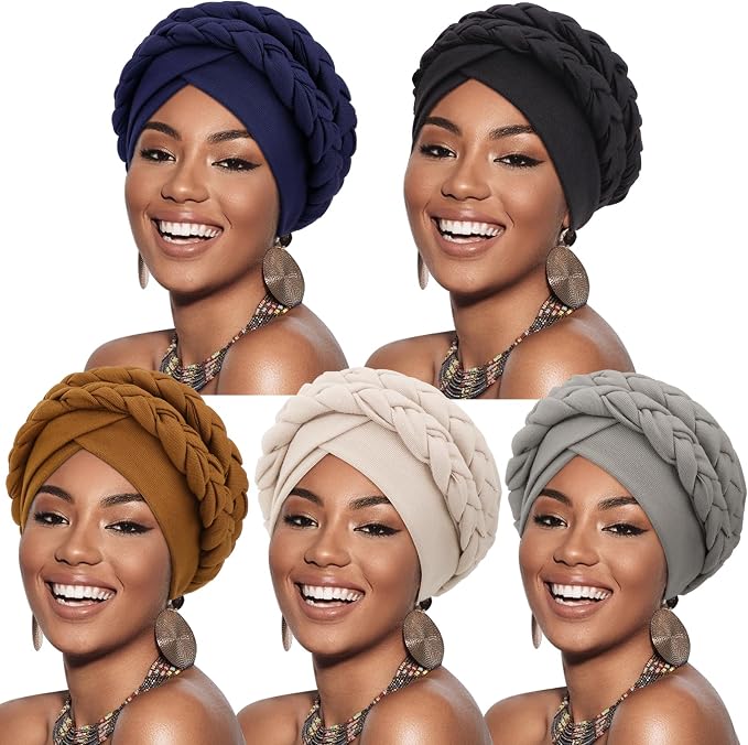 5 Pcs Double Twisted Braids: Beige/Navy Blue/Black/Coffee/Dark Grey