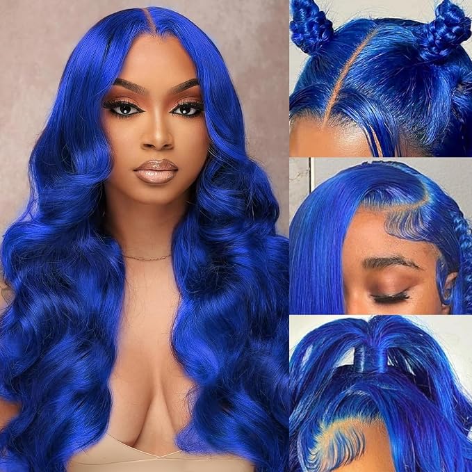 Blue Body Wave Lace Front Wigs Human Hair