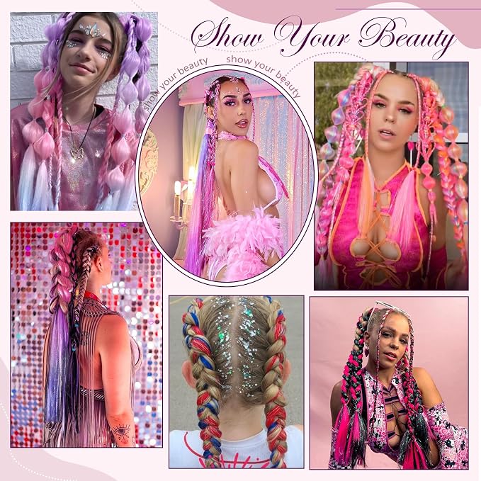 ombre hot pink-lavender-purple with tinsel