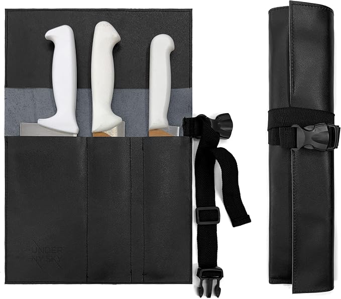 Knife Roll 3 Slots Black