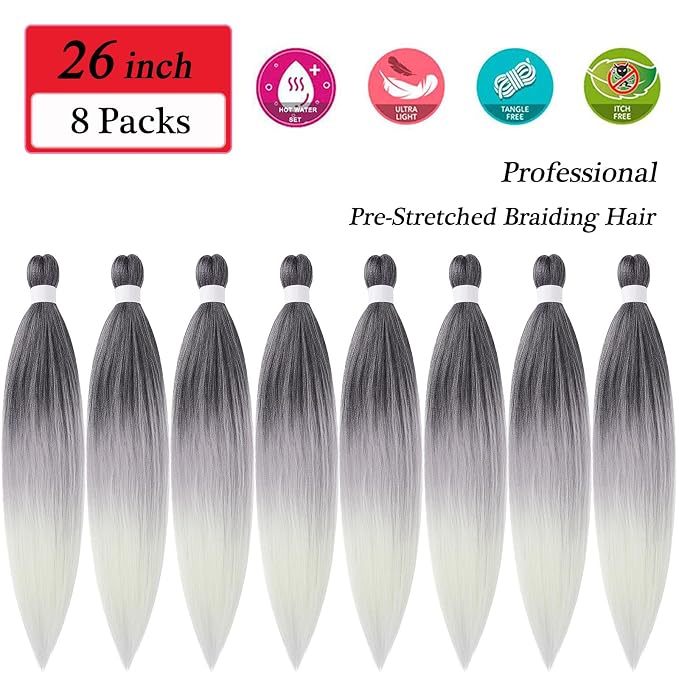 1B Grey White Ombre Braiding Hair