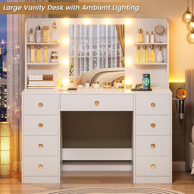 White With 9 Drawers & Shelves