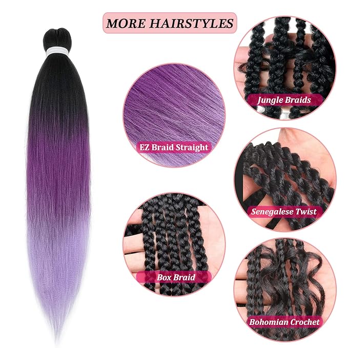Purple Ombre Braiding Hair