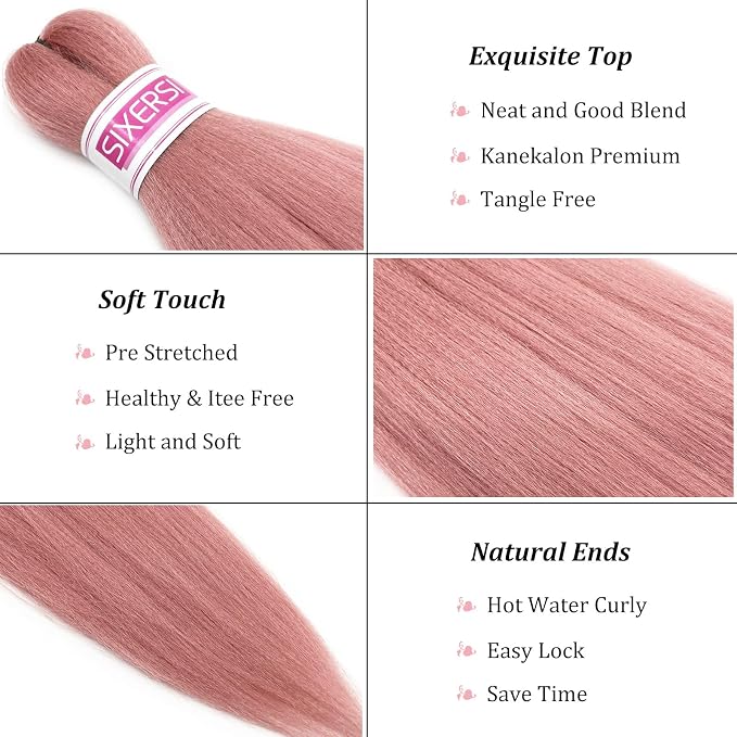 Rose Gold Pink Braiding Hair