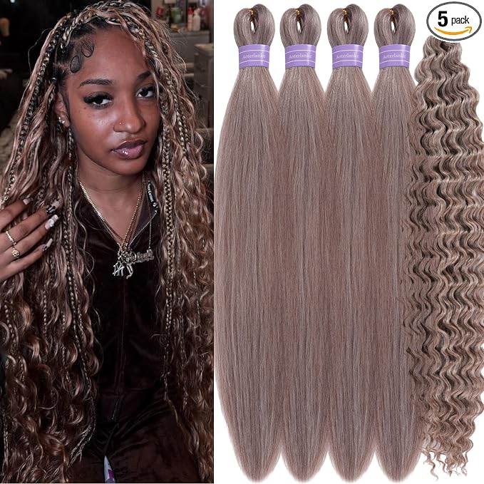 Mixed Ash Brown Braiding Hair with Boho Curls