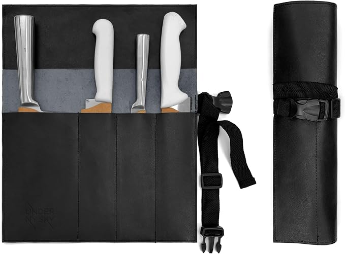 Knife Roll 4 Slots Black
