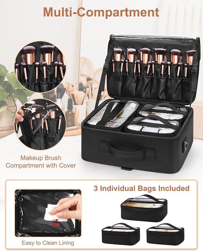 black with 3 clear bags