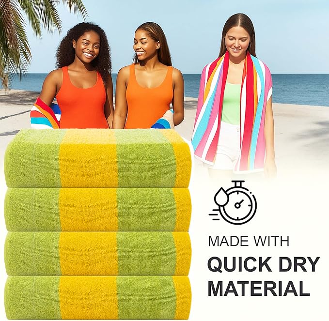 Malibu Beach Towels, 4 Pieces - Green