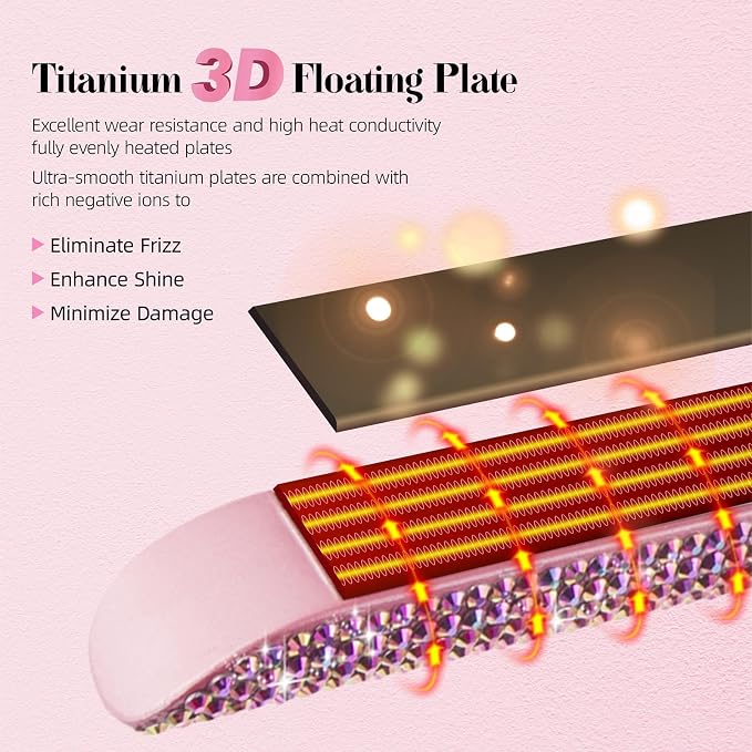 Rose Pink Rhinestone Straightener