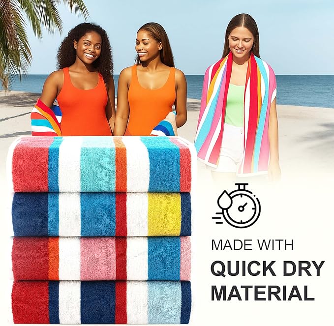 Bora Bora Beach Towel, 4 Pieces - Pink, Red, Yellow, Turquoise
