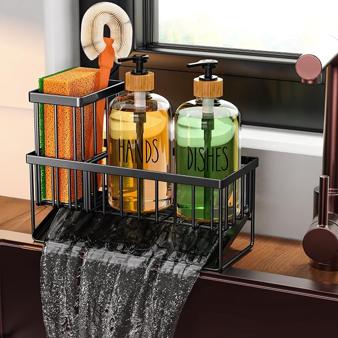 Black Sponge Holder + Clear Bottle
