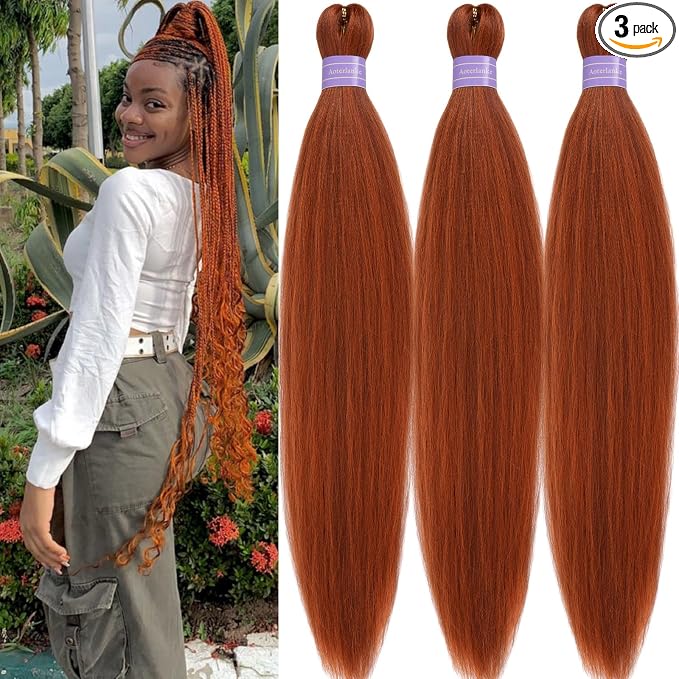Mixed Copper Brown Braiding Hair Pre Stretched