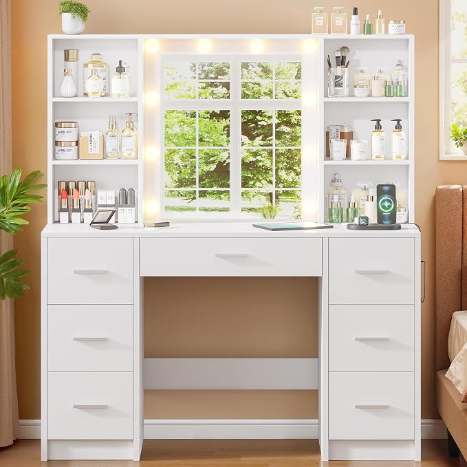 White With 7 Drawers & Shelves
